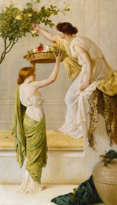 Ein Korb voller Rosen, griechische Mädchen, ca. 1890 von Henry Thomas Schaefer